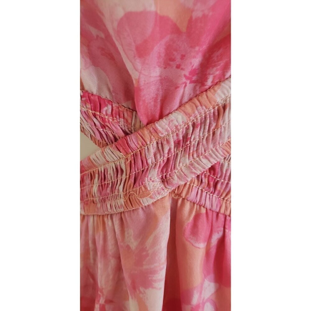 NEW DEE ELLY BEATRICE SIDE CUT OUT FLORAL PINK DRESS SZ MEDIUM - Picture 5 of 13